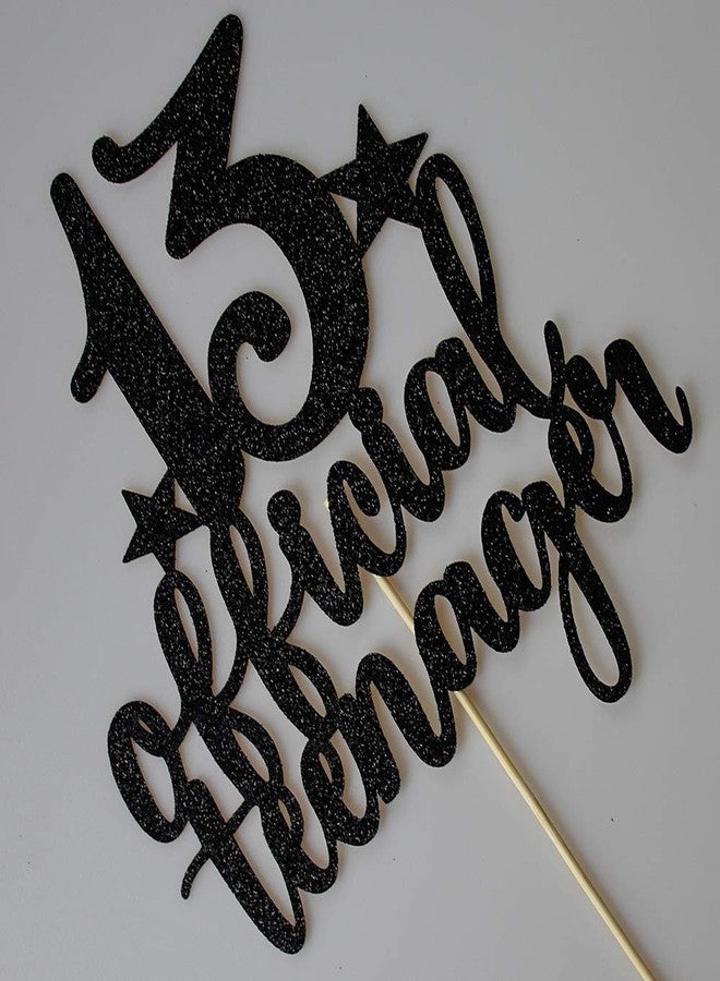 ZLPDS Teens Happy 13th Birthday Cake Topper, Boys Girls Teenager 13th Birthday Party Decorations, Thirteen Years Old Birthday Party Decor, Black Glitter - Image 4
